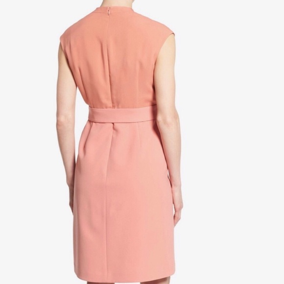 Lafayette 148 New York - Grayson Belted Mixed Midia Sheath Dress Porcela… - Picture 3 of 12